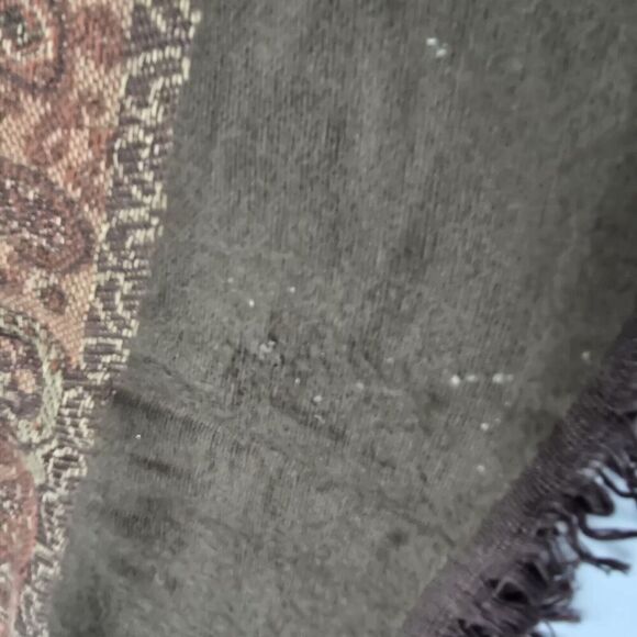 Pashmina Scarf Brown Silk Fringe Rectangle Wrap Boho Paisley 27X69 - Picture 8 of 12